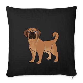 Puggle Beagle Mops Hund - Sofakissenbezug 45 x 45 cm - Schwarz - Vorne
