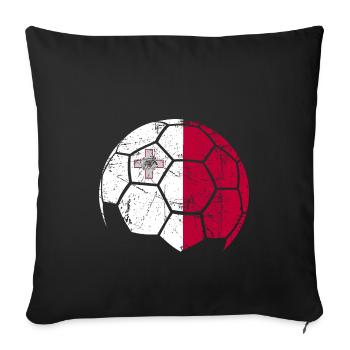 Malta Soccer Ball Fußball - Sofakissenbezug 45 x 45 cm - Schwarz - Vorne