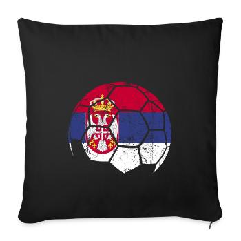 Serbia Soccer Ball Fußball - Sofakissenbezug 45 x 45 cm - Schwarz - Vorne