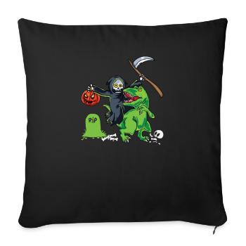 Sensenmann Reitet T Rex Halloween Reaper Geschenk - Sofakissenbezug 45 x 45 cm - Schwarz - Vorne