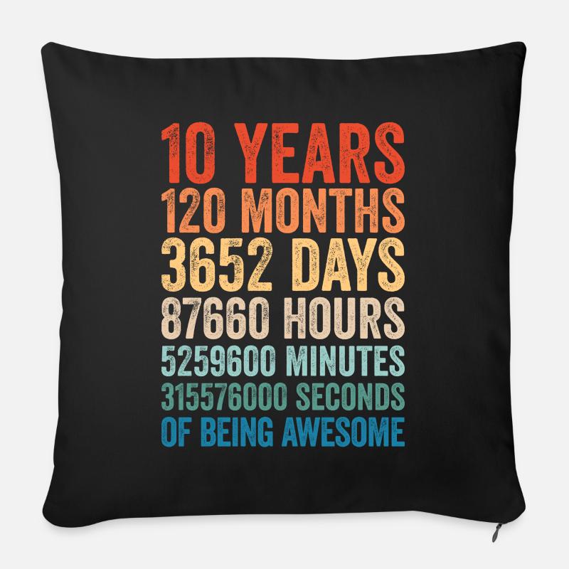 10 Jahre 10. Geburtstag Geschenk 10-jähriges Kind - Sofakissenbezug 45 x 45 cm - Schwarz