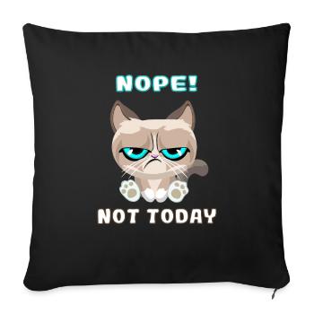 Grumpy Cat, Dackelkatze, Nope, Not Today - Sofakissenbezug 45 x 45 cm - Schwarz - Vorne