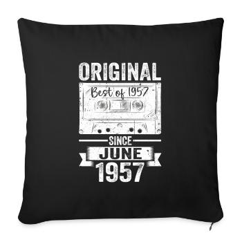 Original Juin 1957 65e anniversaire Cadeau Hommes - Housse de coussin décorative 45 x 45 cm - noir - Devant