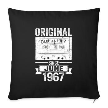 Original Juin 1967 55e anniversaire Cadeau Hommes - Housse de coussin décorative 45 x 45 cm - noir - Devant