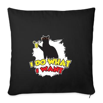 Chats T-shirt: Je fais ce que je veux! - Housse de coussin décorative 45 x 45 cm - noir - Devant