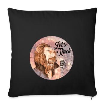Lion at the Microphone Let's Rock - Sofa pillowcase 17,3'' x 17,3'' (45 x 45 cm) - black - Front