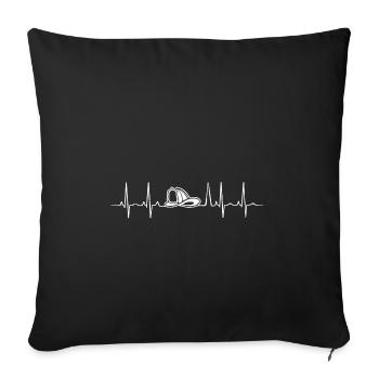 T-shirt de pompiers · Heartbeat · Incendie · Brand - Housse de coussin décorative 45 x 45 cm - noir - Devant