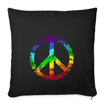Peace-Zeichen Regenbogen Rainbow Frieden Graffiti - Sofakissenbezug 45 x 45 cm - Schwarz - Vorne