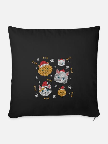 Ugly Christmas Weihnachten Katzen Kätzchen Pfoten - Sofakissenbezug 45 x 45 cm - Schwarz