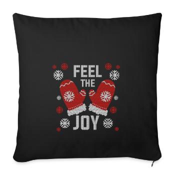 Ugly Christmas Winter Gloves Snowflakes Joy - Sofa pillowcase 17,3'' x 17,3'' (45 x 45 cm) - black - Front