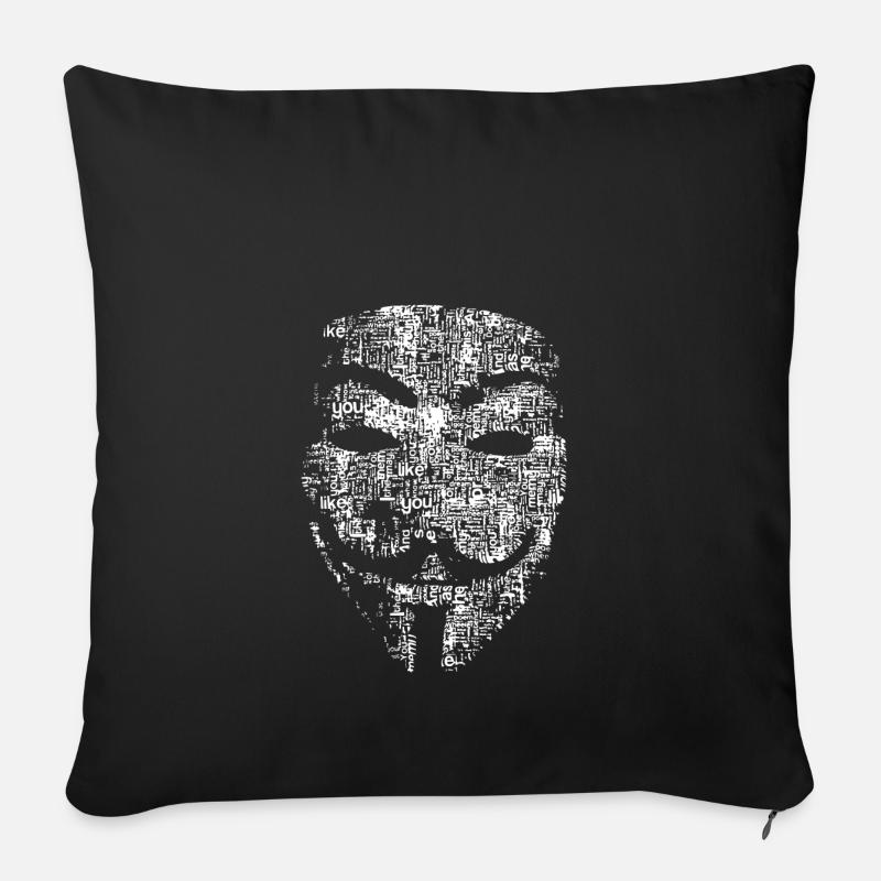 les pirates anonymes masque - Housse de coussin décorative 45 x 45 cm - noir
