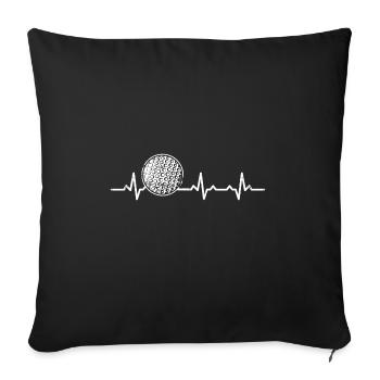 Golf Herzschlag heartbeat geschenk golfen golfer - Sofakissenbezug 45 x 45 cm - Schwarz - Vorne