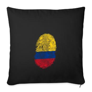 Colombia Shirt · Flag · DNA · fingerprint - Sofa pillowcase 17,3'' x 17,3'' (45 x 45 cm) - black - Front