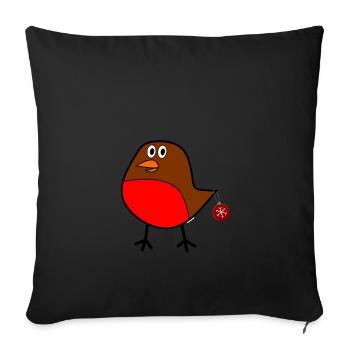 Weihnachts Robin - Sofakissenbezug 45 x 45 cm - Schwarz - Vorne
