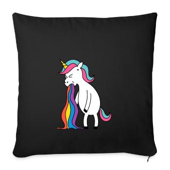 Unicorn rainbow puke. No buck Gagging - Sofa pillowcase 17,3'' x 17,3'' (45 x 45 cm) - black - Front