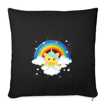mignon poney licorne arc en ciel cadeau bébé enfant - Housse de coussin décorative 45 x 45 cm - noir - Devant