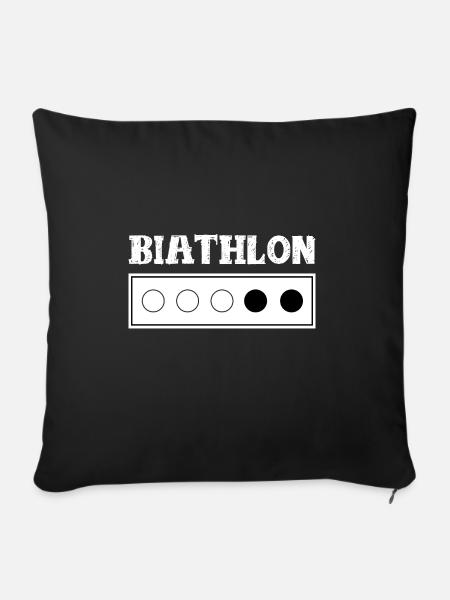 Biathlon Sport d'hiver - Housse de coussin décorative 45 x 45 cm - noir