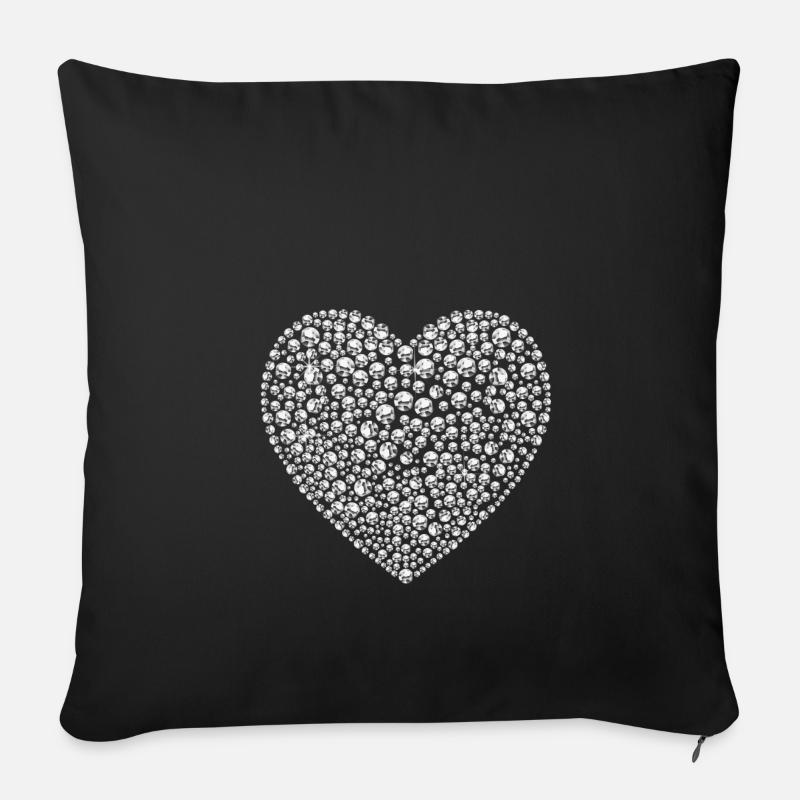 coeur diamant - Housse de coussin décorative 45 x 45 cm - noir