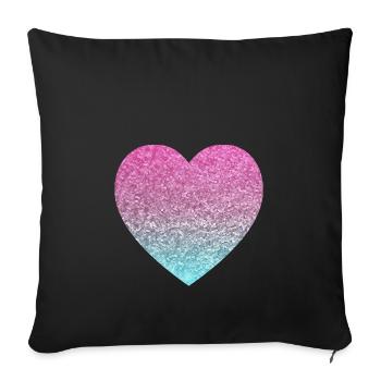 glitter herz - Sofakissenbezug 45 x 45 cm - Schwarz - Vorne