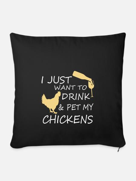 Pet my Chickens - Sofakissenbezug 45 x 45 cm - Schwarz