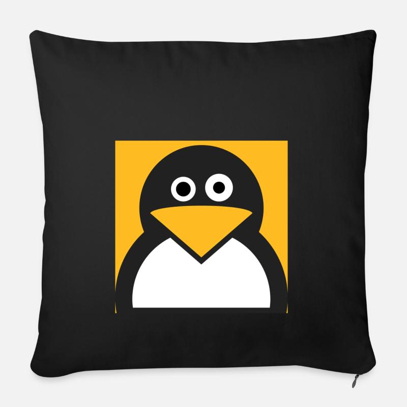 Linux Pingouin - Housse de coussin décorative 45 x 45 cm - noir