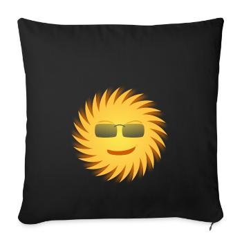 Soleil avec des lunettes de soleil. Idée de cadeau - Housse de coussin décorative 45 x 45 cm - noir - Devant