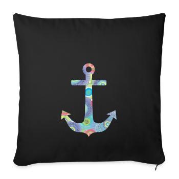 anchor - Sofa pillowcase 17,3'' x 17,3'' (45 x 45 cm) - black - Front