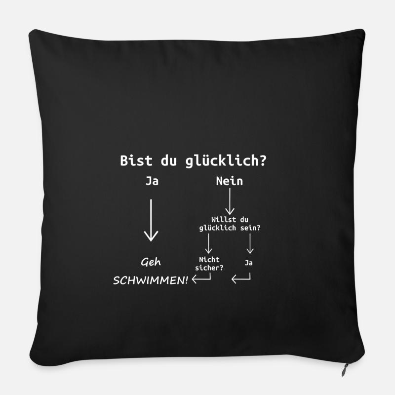 Glücklich Schwimmen Reise Spruch Motto Geschenk - Sofakissenbezug 45 x 45 cm - Schwarz
