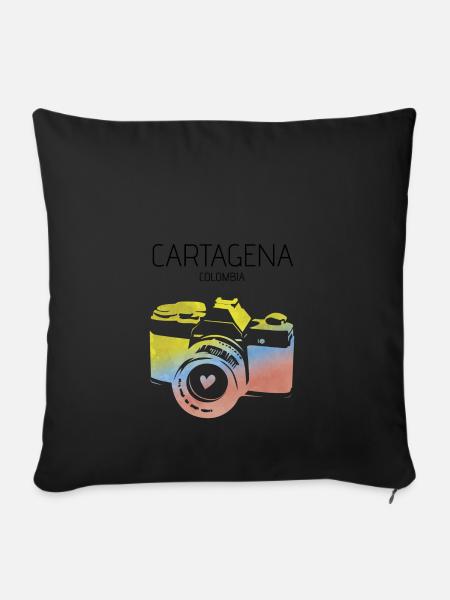 Colombia, Cartagena - Sofa pillowcase 17,3'' x 17,3'' (45 x 45 cm) - black