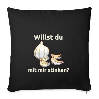 Knoblauch Knobi stinken Liebe Geschenk - Sofakissenbezug 45 x 45 cm - Schwarz - Vorne