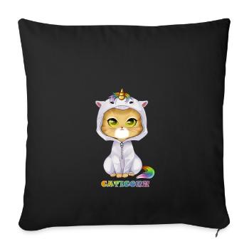 Caticorn - Für Katzen und Einhörner - Sofakissenbezug 45 x 45 cm - Schwarz - Vorne