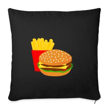 Burger Français nourriture idée cadeau amant - Housse de coussin décorative 45 x 45 cm - noir - Devant