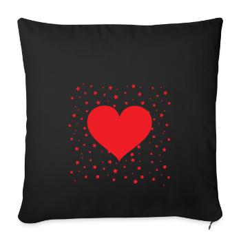 Red heart with little stars in the background - Sofa pillowcase 17,3'' x 17,3'' (45 x 45 cm) - black - Front