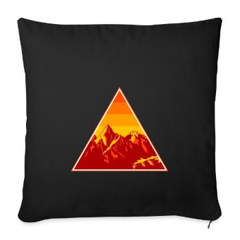 Moutains couvert de neige au coucher du soleil - Housse de coussin décorative 45 x 45 cm - noir - Devant