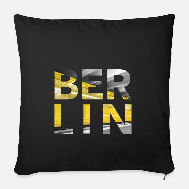 métro Berlin - Housse de coussin décorative 45 x 45 cm - noir