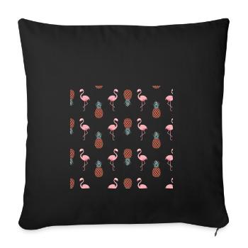 flamants roses parmi beaucoup d'ananas - Housse de coussin décorative 45 x 45 cm - noir - Devant