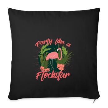 Party Flamingo like a Flockstar - Sofa pillowcase 17,3'' x 17,3'' (45 x 45 cm) - black - Front