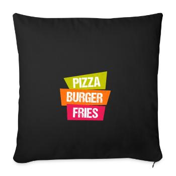 frites Pizza Burger - Housse de coussin décorative 45 x 45 cm - noir - Devant