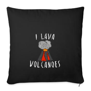 J'adore la nature des volcans volcan idée cadeau - Housse de coussin décorative 45 x 45 cm - noir - Devant