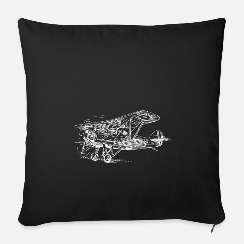 Flugzeug - Sofakissenbezug 45 x 45 cm - Schwarz