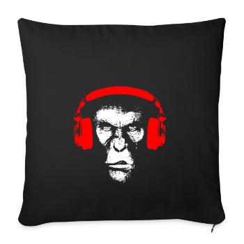 Gorilla with headphones - monkey music bass gift - Sofa pillowcase 17,3'' x 17,3'' (45 x 45 cm) - black - Front