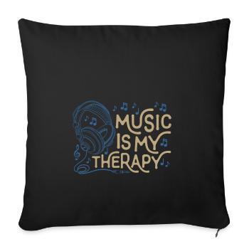music is my therapy - Sofa pillowcase 17,3'' x 17,3'' (45 x 45 cm) - black - Front