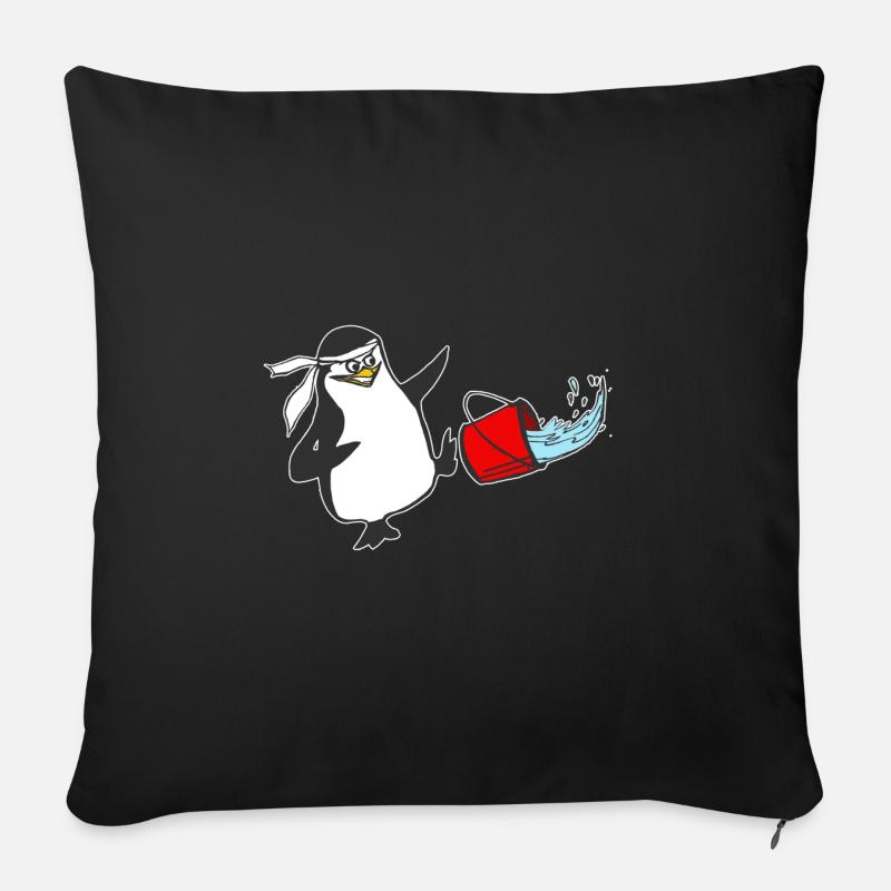 Drôle de karaté pingouin ninja enfants - Housse de coussin décorative 45 x 45 cm - noir