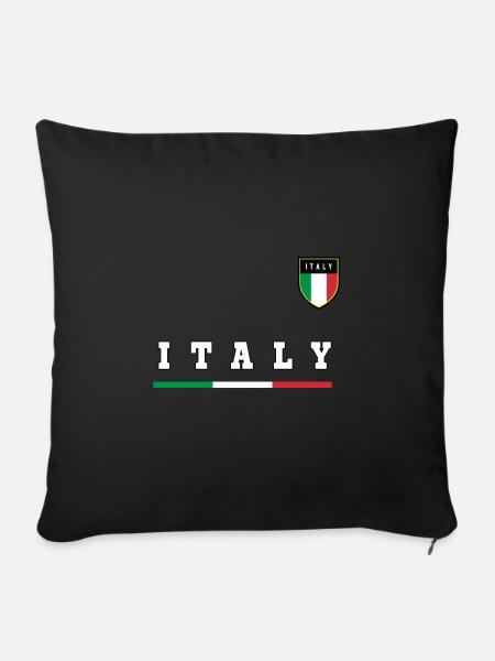 Italie Italie Italie flag armoiries idée de cadeau - Housse de coussin décorative 45 x 45 cm - noir
