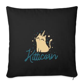 Kitticorn - Cat - Horn - chaton - Unicorn - Housse de coussin décorative 45 x 45 cm - noir - Devant