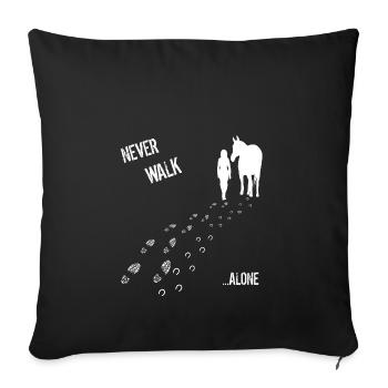 nerver walk alone femme & cheval - Housse de coussin décorative 45 x 45 cm - noir - Devant