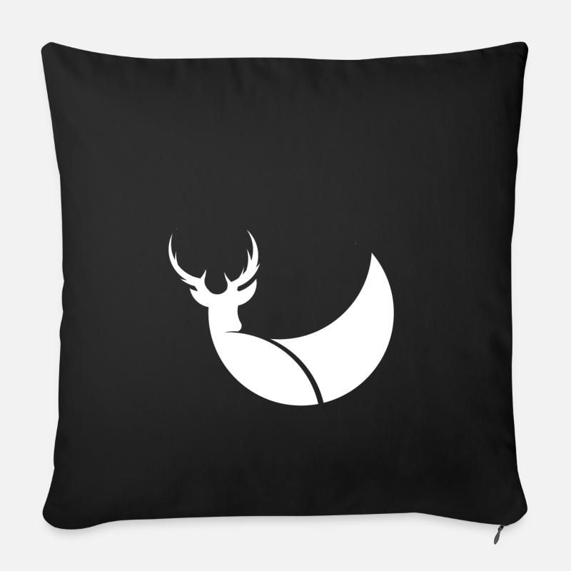 Deer cerf design logo illustration idée cadeau - Housse de coussin décorative 45 x 45 cm - noir