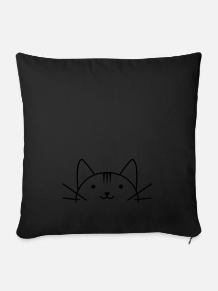 Süßer Katzenkopf comic Stil - Sofakissenbezug 45 x 45 cm - Schwarz