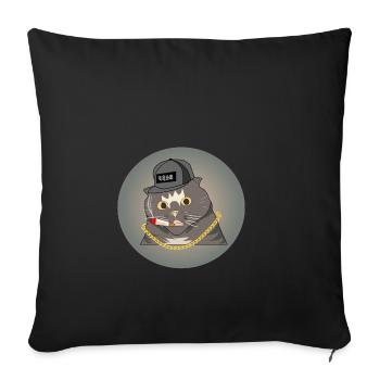Punk Katze Rauchen Cool Zigarette Geschenk - Sofakissenbezug 45 x 45 cm - Schwarz - Vorne