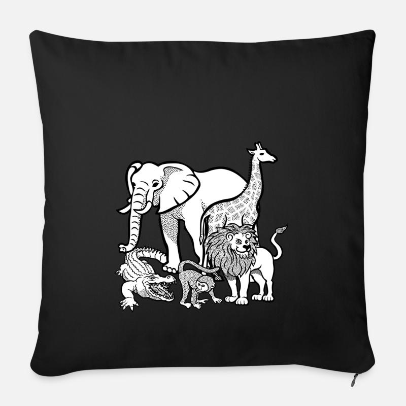 Afrika Tiere - Sofakissenbezug 45 x 45 cm - Schwarz